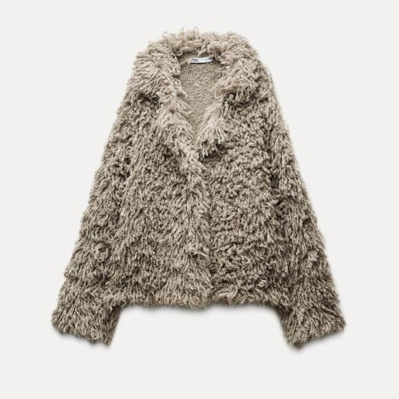 NWT ZARA FAUX FUR KNIT JACKET S, M, L - Picture 3 of 8